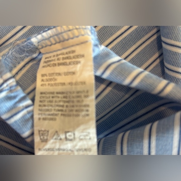 VAN HEUSEN Blue and White Striped Oversized Button Down Shirt Size XXL Men’s - Picture 8 of 10